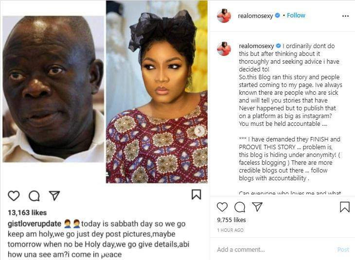 'Prove this story' - Omotola Jalade blast blogger over alleged affair with Oshiomhole