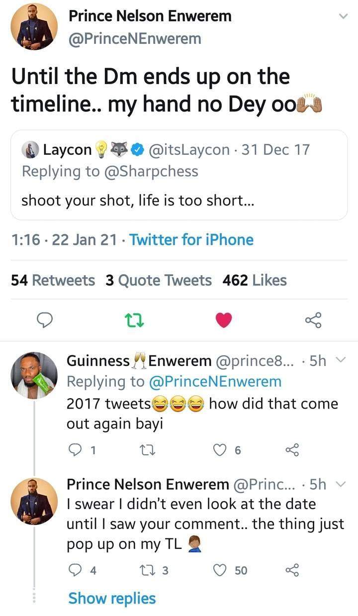 'Until the DM ends on the timeline'- Prince reacts to Laycon's old tweet from 2017
