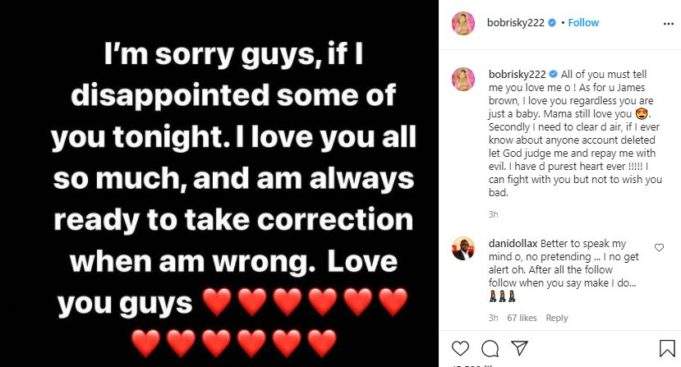 James Brown loses Instagram account, Bobrisky denies having hand