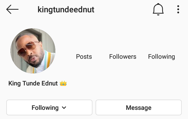 Tunde Ednut Instagram page