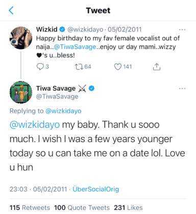 'Awwn...You wished but he still smashed' - Fans dig out old tweet of Tiwa Savage 'stylishly shooting her shot' at Wizkid