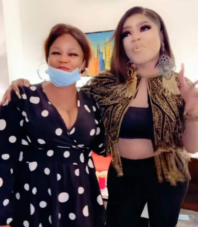 'Darling, I can't wait to spoil you' - Bobrisky meets lady who drew a tattoo of him at her back (Photos/Video)