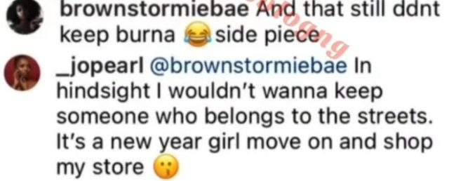 You belong to the streets - Burna Boy's alleged side chick, Jopearl drags Burna