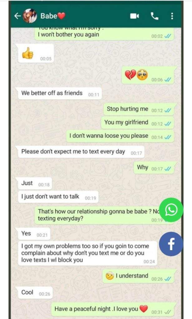 If you text me everyday, I will block you' - Man shares chat with girlfriend who gave him conditions for the relationship