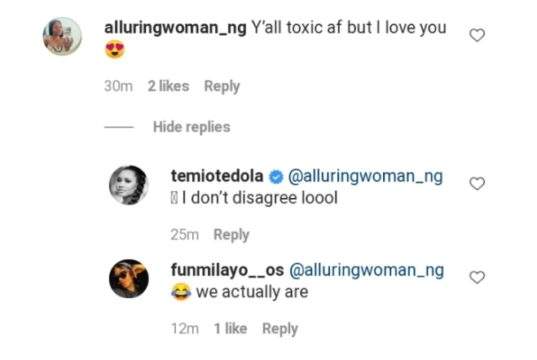 Temi Otedola replies lady who called her a 'toxic' person