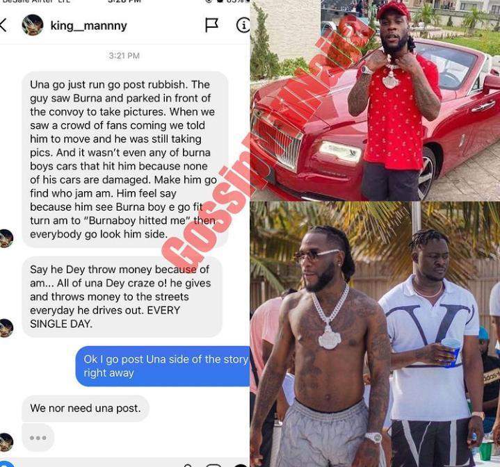 Burna Boy reacts after a mechanic called him out