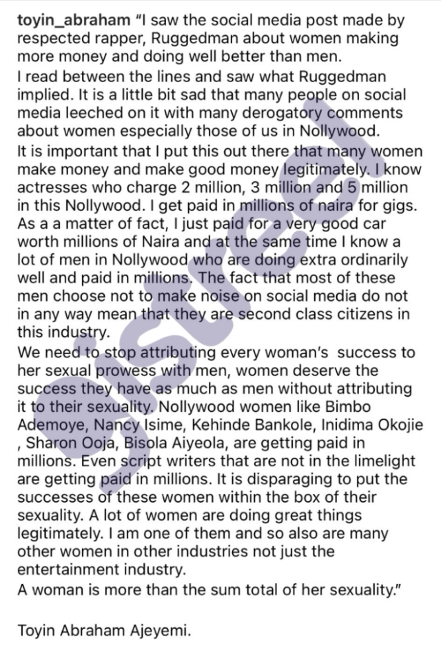 Nigerians react as actress Toyin Abraham leaks pay per movie role of Nancy Isime and other Nollywood actresses