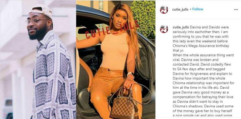 'Davido is fighting to get his ex back over Chioma' - Blogger reveals shocking details