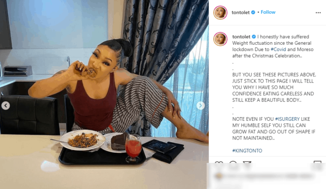 Tonto Dikeh cries out about suffering weight fluctuation since lockdown (photos)