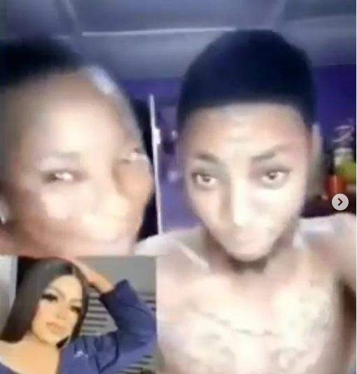 'Please help my son, he tattooed you on his hand' -  Mother showers support for son after inking tattoo of Bobrisky (Video)