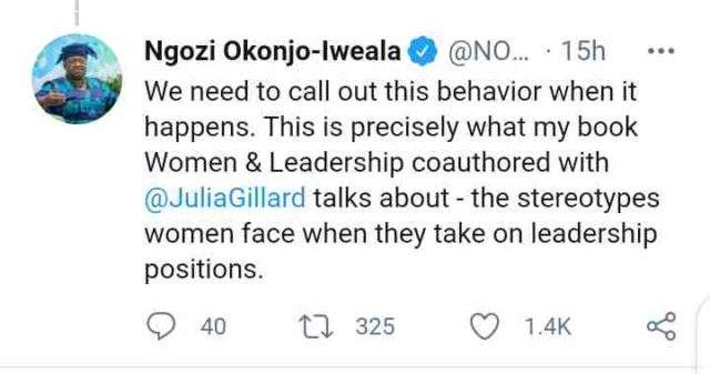 Ngozi Okonji Iweala reacts to sexist foreign newspaper who called her a 'grandmother'