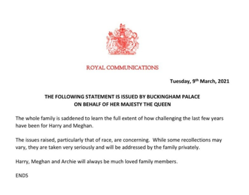 Royal family express sadness over Meghan Markle's allegation against the Royal Family