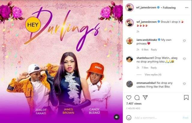 Cross dresser, James Brown set to release song titled 'Hey Durlings'