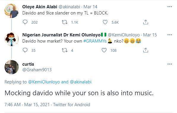'Who is Davido near my son? Never compare rubbish' - Kemi Olunloyo slams fan