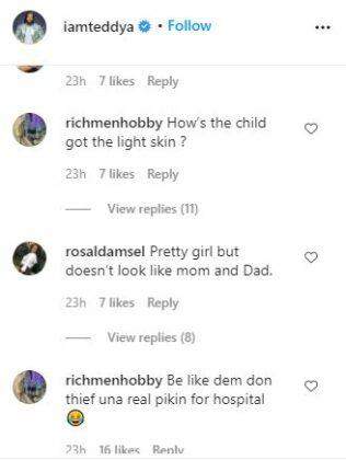 'Is she adopted?' - Reactions as fans compare Bambam, Teddy A's complexion with daughter