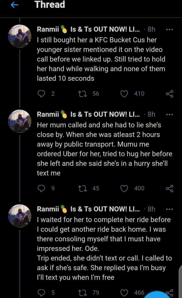 Man narrates his worse date experience with his ex-girlfriend