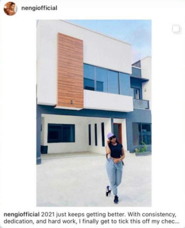 'I bought my house with my hard-earned money before bbnaija' - Ka3na reveals after Nengi announced her new house