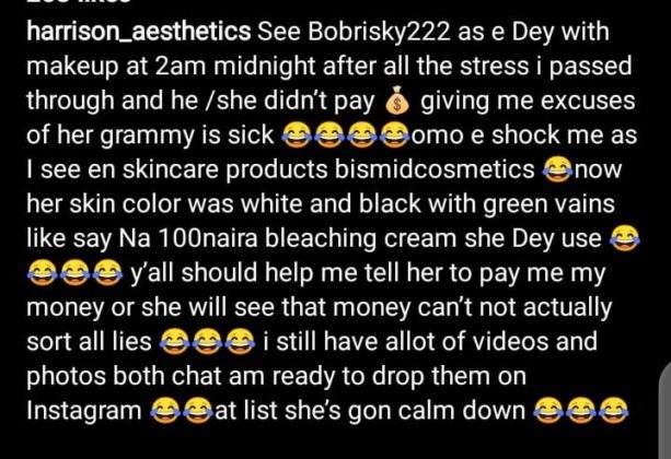 Bobrisky called out by makeup artist over unpaid nails and lashes bills worth 70k