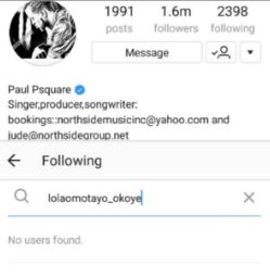 Paul Okoye Unfollows Lola Omotayo on IG Even Though She Still Follows Him