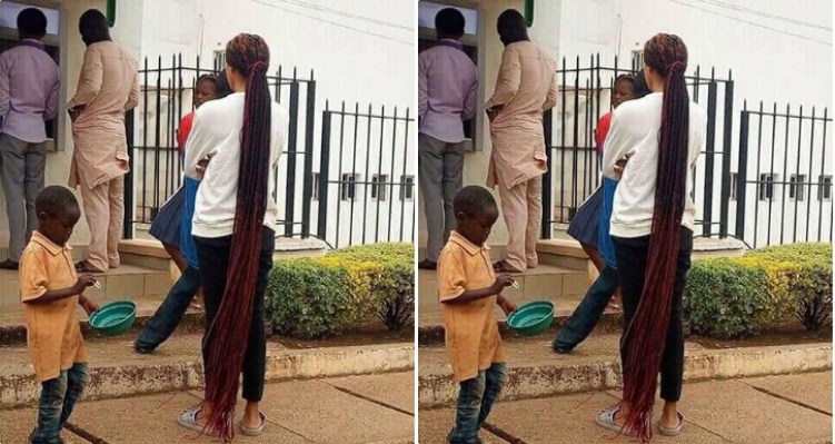 Wow!!! Lady with a floor length braid spotted earlier today at a bank in Jos