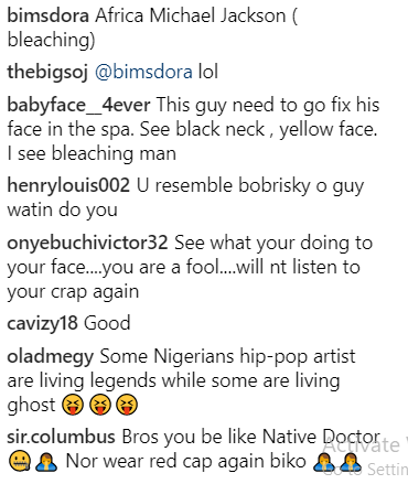 'Dear Oritsefemi, please stop bleaching'- Fans advice singer