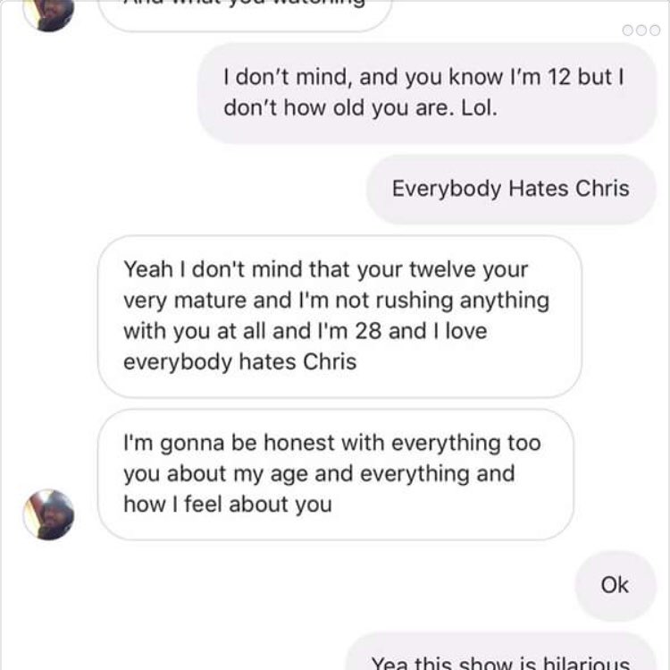 Shocking conversation between a 28-year-old Paedophile and a 12-year-old girl