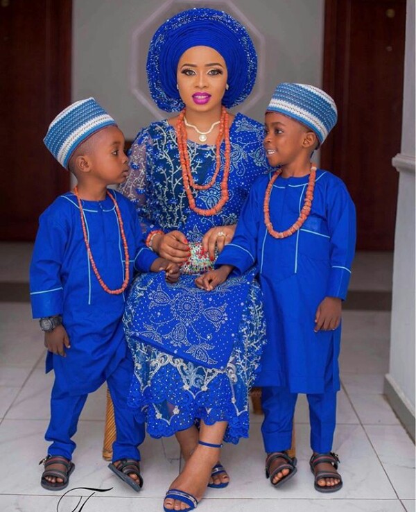Lovely New Photo Of Alaafin Of Oyo's Youngest Wife And Her Sons