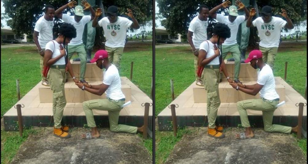 Sweet Proposal: Youth Corpers Publicly Get Engaged in Cross River State (Photos)