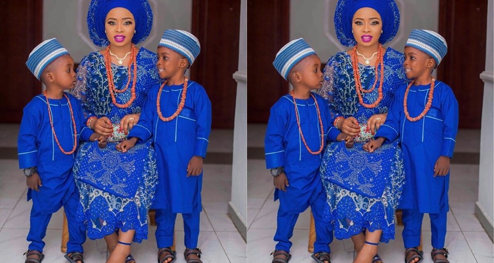 Lovely New Photo Of Alaafin Of Oyo's Youngest Wife And Her Sons