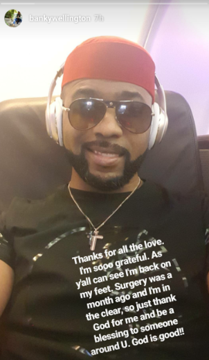 'I'm so grateful for all the love' - BankyW thanks Nigerians after his successful cancer surgery