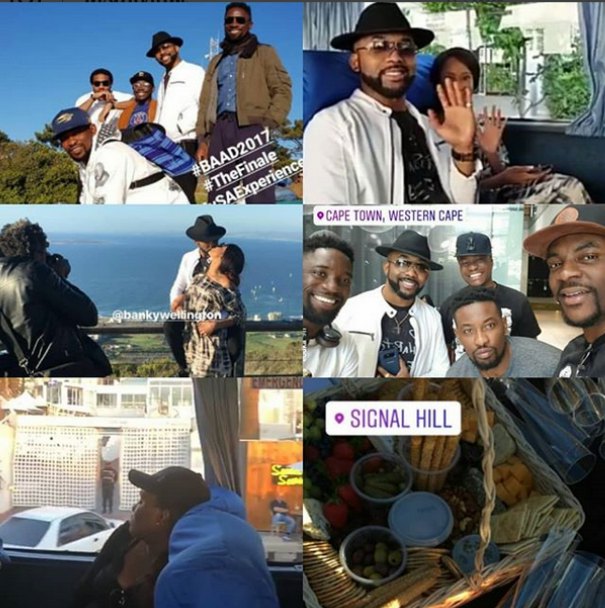 Banky W, Adesua Etomi and friends go sightseeing in South Africa ahead of their wedding (Photos)