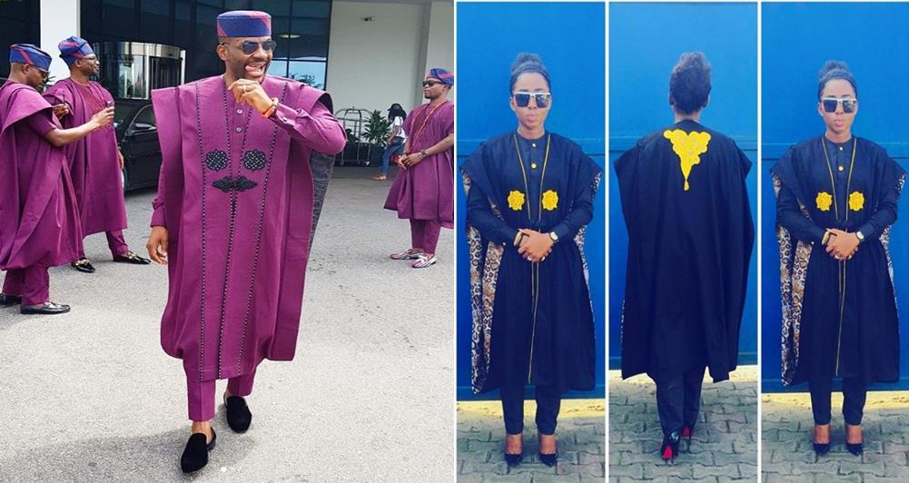 Nigerian lady makes a replica of Ebuka's legendary Agbada