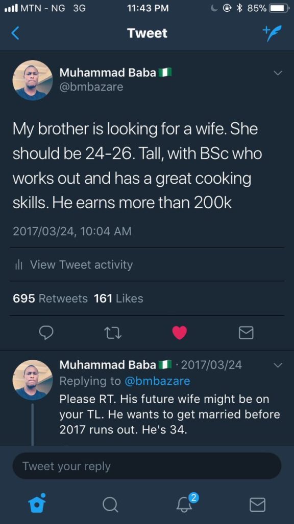 Nigerian Man Finds A Pretty Wife For His Brother On Twitter