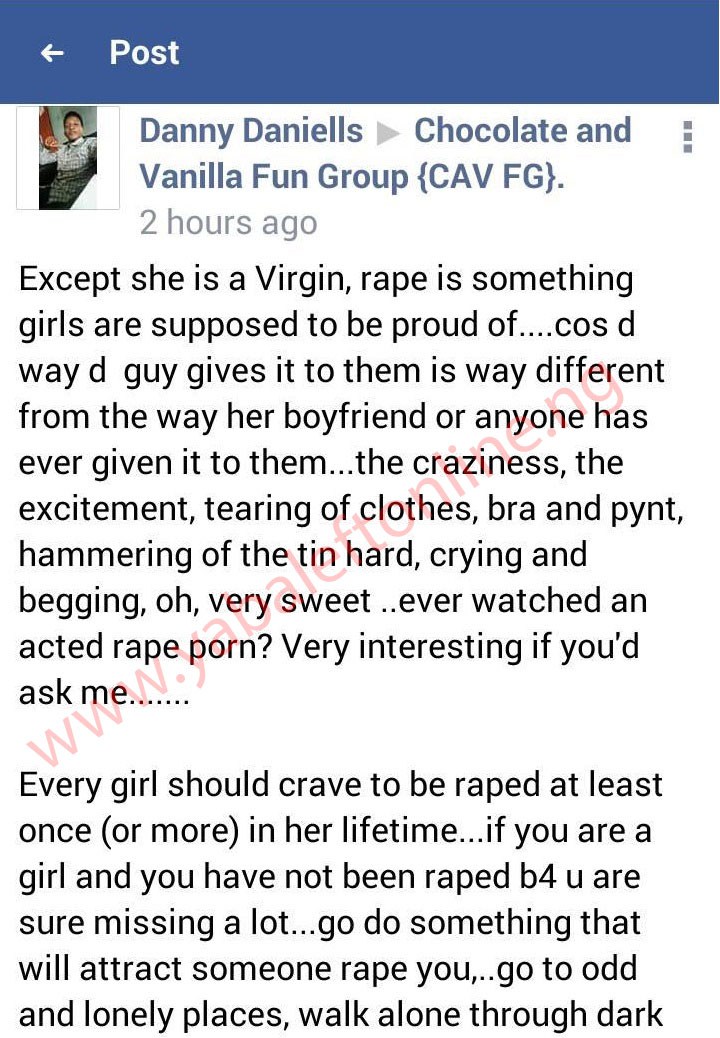 'Every Girl Should Crave To Be Raped At Least Once In Her Lifetime' - Nigerian Guy Gives Tips On How To Be Raped.