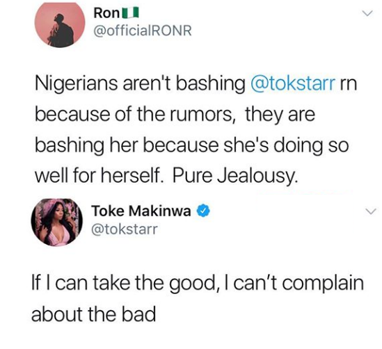 Toke Makinwa Reacts To Rumor That She Is Dating A 70 Year Old Married Man