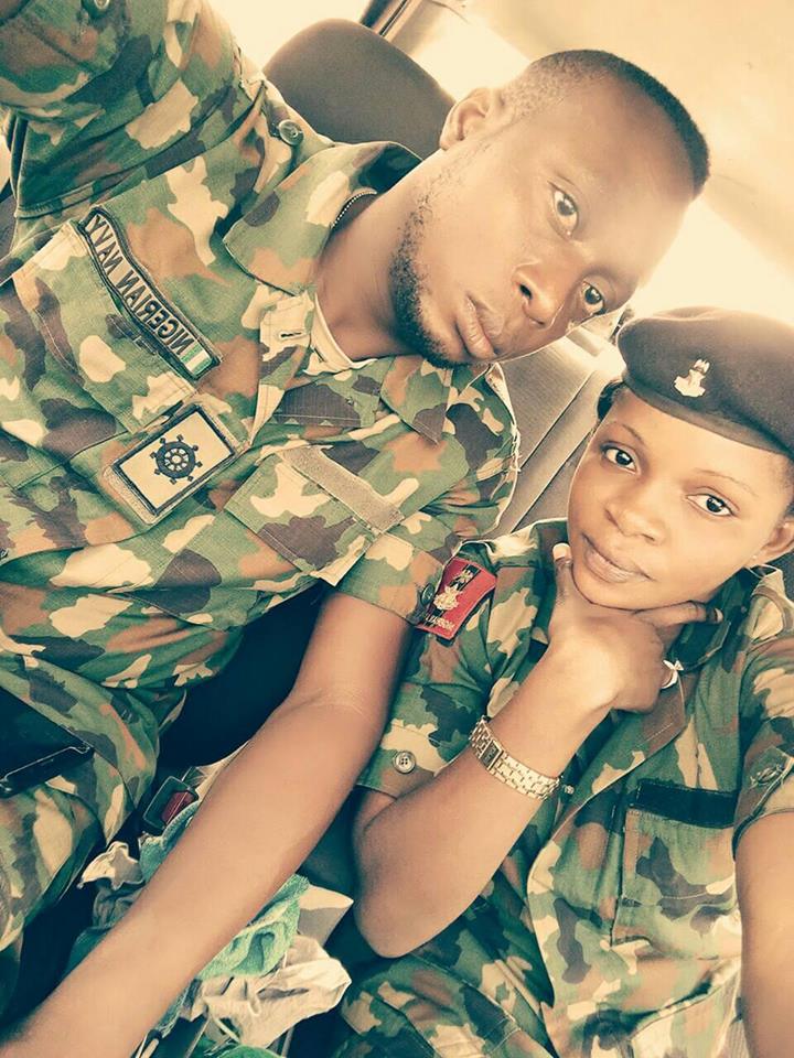 Nigerian Soldier Shares Loved Up Photo With Her Naval Officer Husband