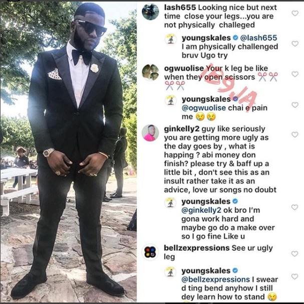 Skales replies fans who severely body-shamed him