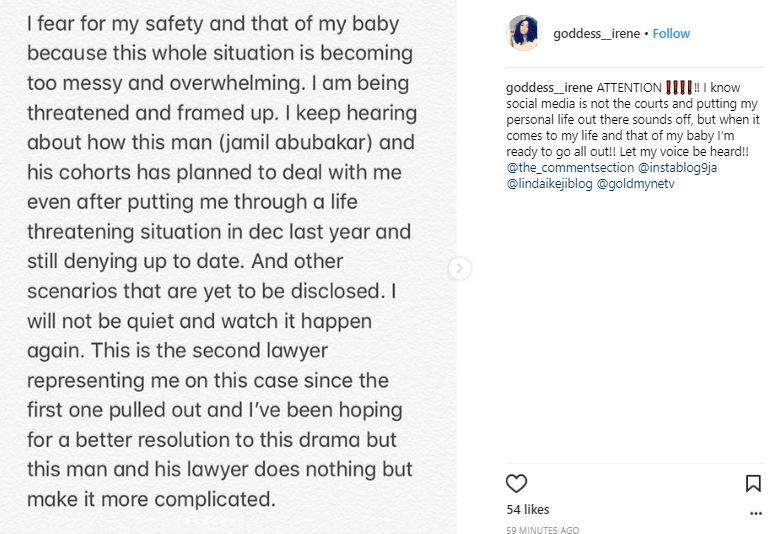 'if anything happens to me or the baby, he's responsible'- Jamil Abubakar alleged baby-mama says
