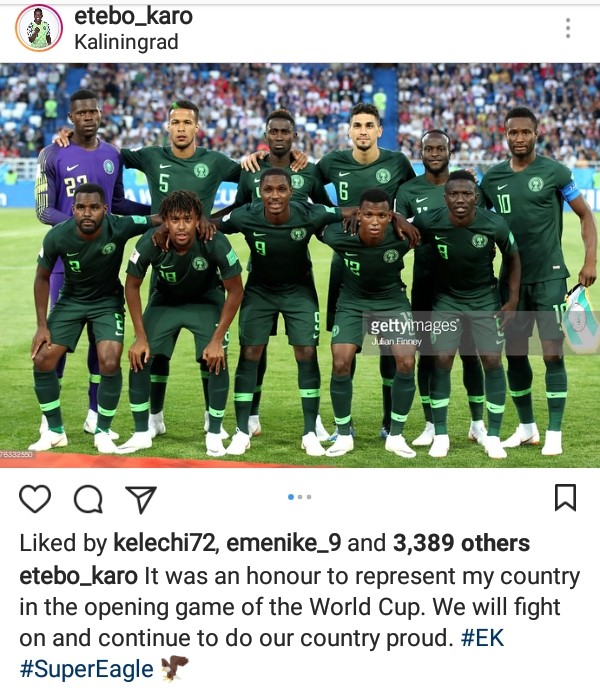World Cup 2018: Etebo Replies A Fan Who Said He Played Rubbish Against Croatia