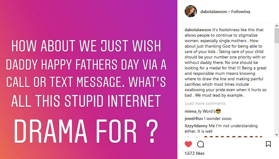 Angela Okorie slams ladies shading their baby daddies on fathers day, Mercy Aigbe reacts