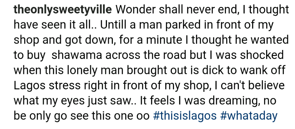 Lady Calls Out A Man Who Parked His Car To 'Pleasure' Himself In Front Of Her Shop