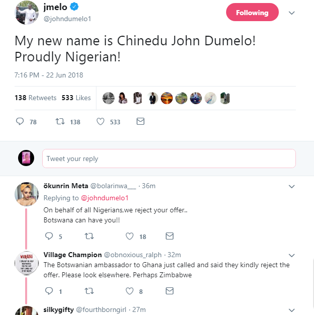 #Russia2018: 'My New Name Is Chibuike' - John Dumelo Says, Nigerians React