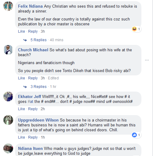 Nigerians react to photos of Choir Master with a scantily-clad Lady