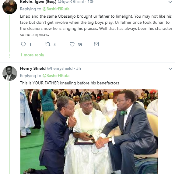 Nigerians slam Gov. El-Rufai's son after he trolled Obasanjo and Atiku