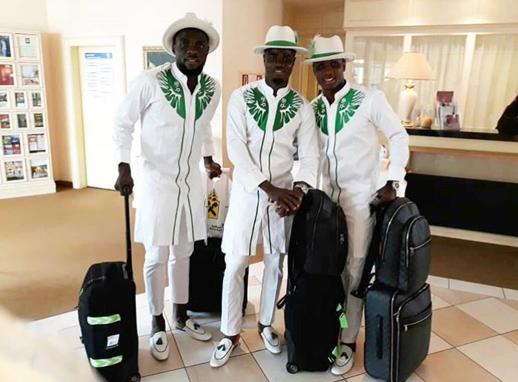 Super Eagles en route to Russia rocking matching green and white regalia