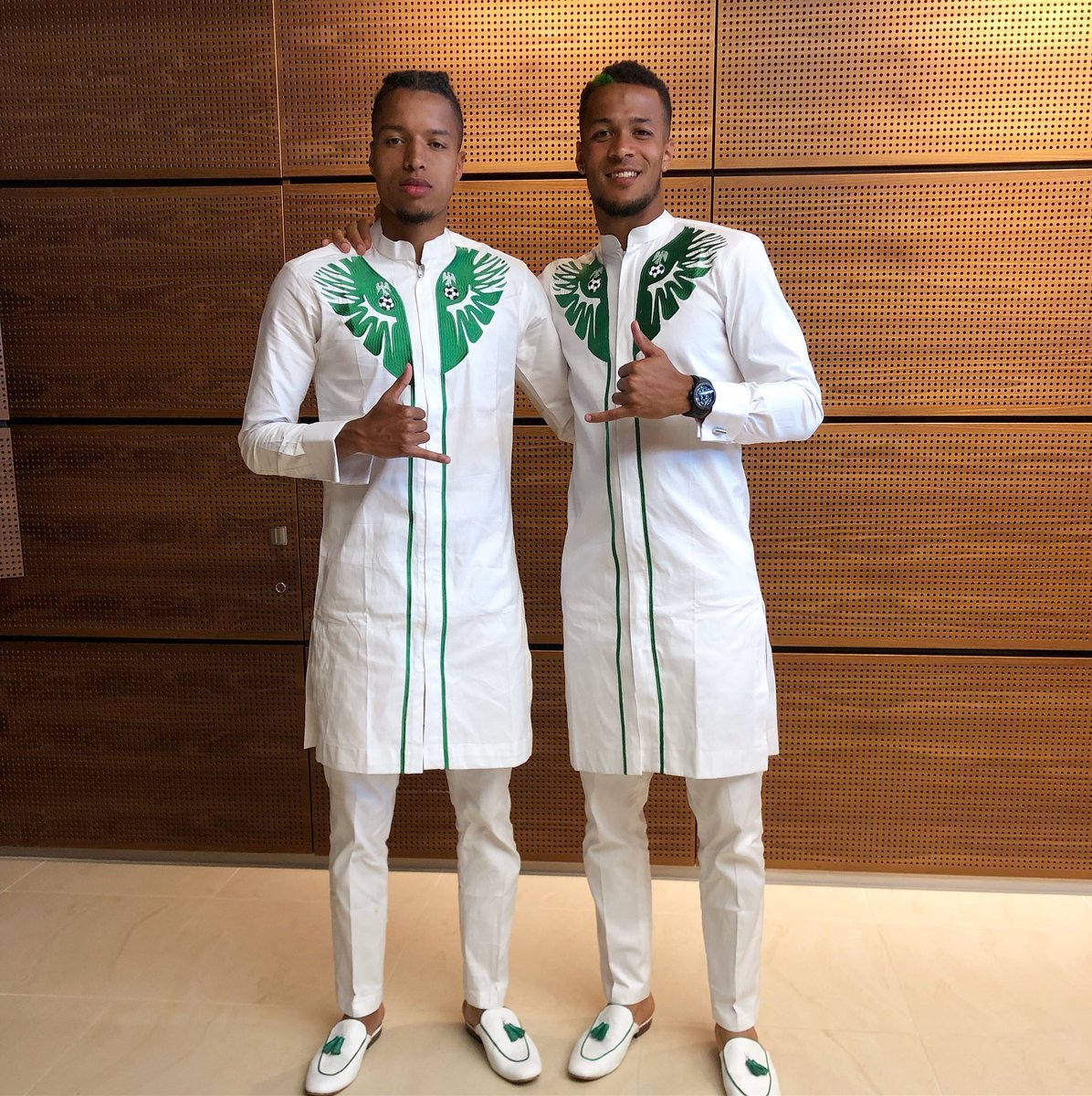 Super Eagles en route to Russia rocking matching green and white regalia
