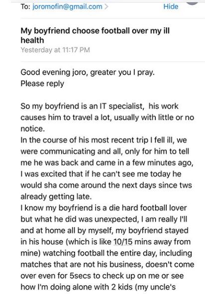 How My Boyfriend Chose Football Over Me - Nigerian Lady Narrates