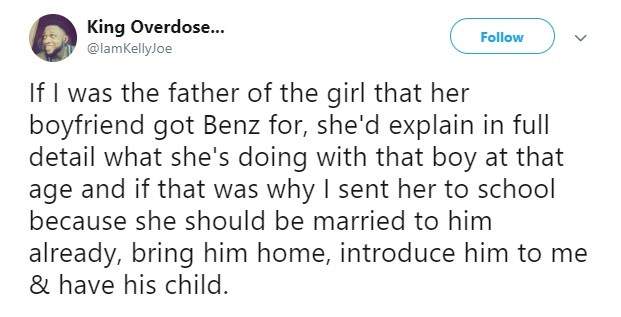 Nigerians react to the news of 19-year-old boy who bought a Benz and iphone xMax for his 16-year-old girlfriend as birthday gift