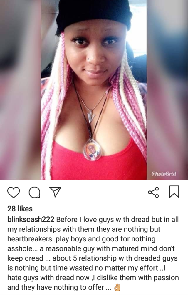 'Guys with dreads have nothing to offer' - Nigerian lady rants