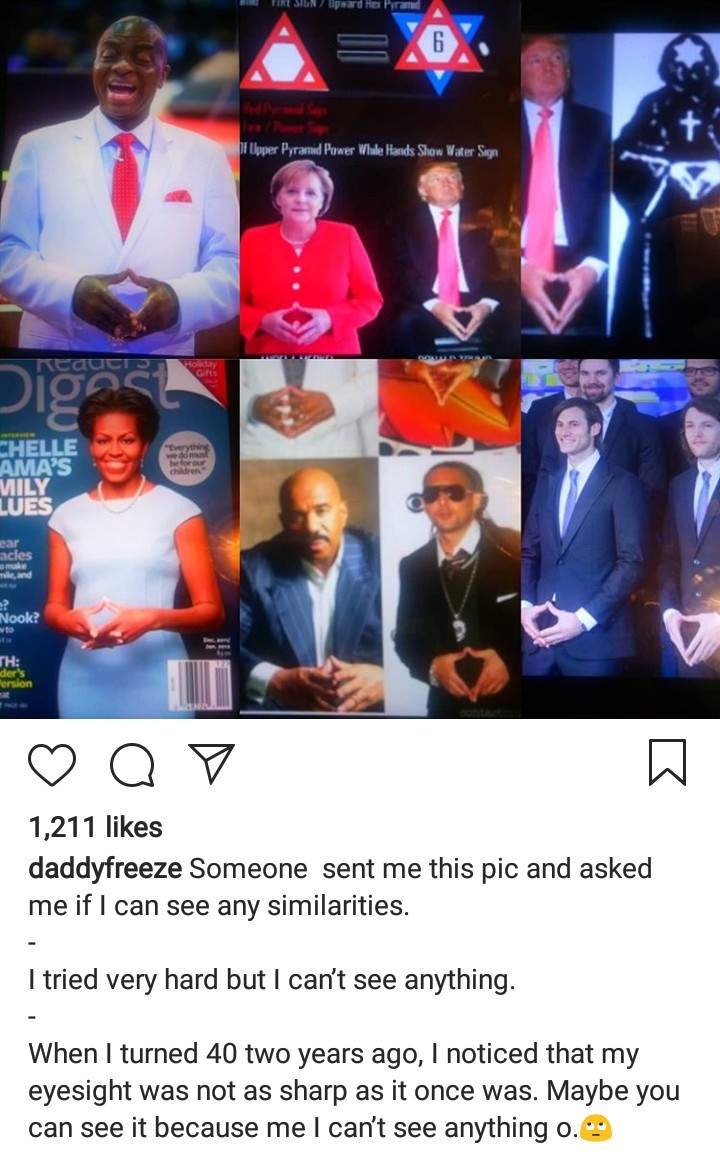 Daddy Freeze insinuates that Bishop Oyedepo is a member of Illuminati (Screenshots)
